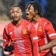 Welling goalscorers Enoch Muwonge and David Kamara.