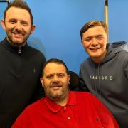 Jamie Maloney with his son Alfie and brother Terry who are running the London Marathon for Spinal Research