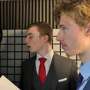 George Norris and James Monaghan  recording their play