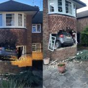 Shocking photos show car INSIDE south London home after crashing into window