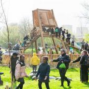 Kids in the new Broadwater Green playground in Thamesmead