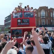 Bromley FC celebrate promotion with bus tour at the Glades