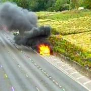Van fire on M25 in Surrey