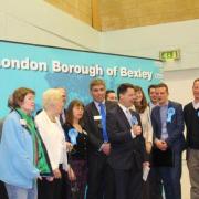 James Brokenshire and his Conservative clan celebrate his win
