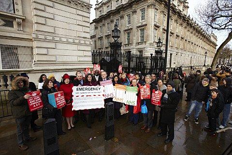 News Shopper: Lewisham Hospital closure petitions handed in at Downing Street