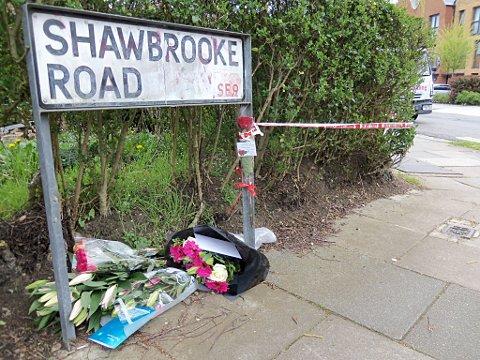 Tributes at the scene after Sean Hayes was killed in Eltham