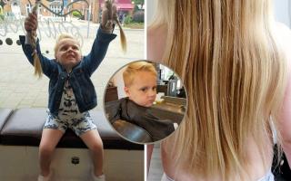 Autistic Mikey had his 20.5 inch-long hair cut for the first time to donate it to the Little Princess Trust