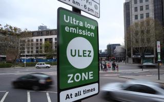 Ultra Low Emission Zone signs at Tower Hill in central London. London's pollution charge zone for older vehicles has been significantly expanded, affecting tens of thousands of motorists. Credit: PA