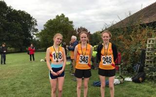 Grace Eminson, Sophie Conway and Charlotte Conway who won the Under-15 girls bronze medals