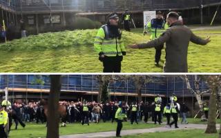 The incident is reported to have happened after the AFC Wimbledon and Milton Keynes Dons football match on Saturday (photos: @llull_rafael/ Twitter)