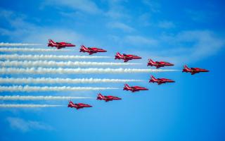 The Red Arrows will flypast London today.