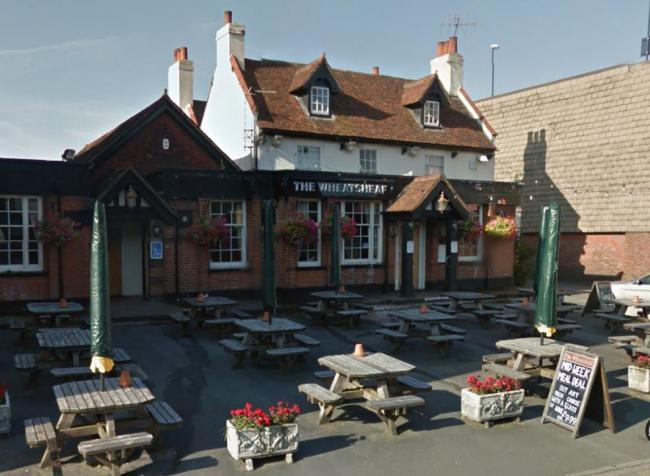 The car caught fire outside the Wheatsheaf pub in West Wickham. Photo: Google Street View