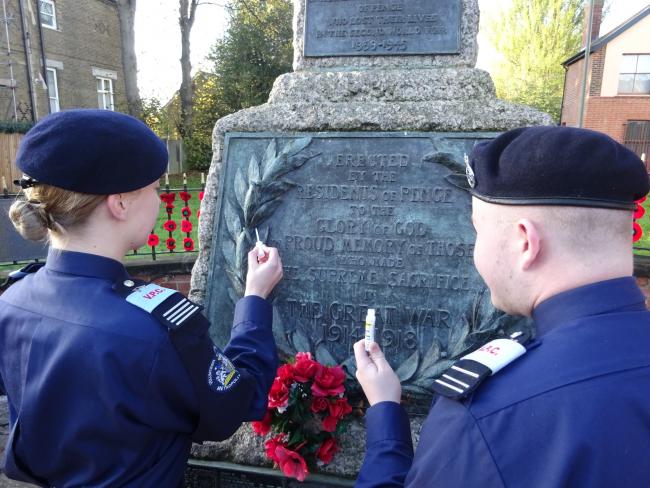 The cadets are looking after the memorials in the run up to Remembrance Sunday