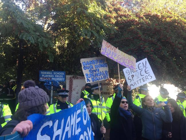 County Enforcement was hired to evict campaigners from the Tidemill garden.