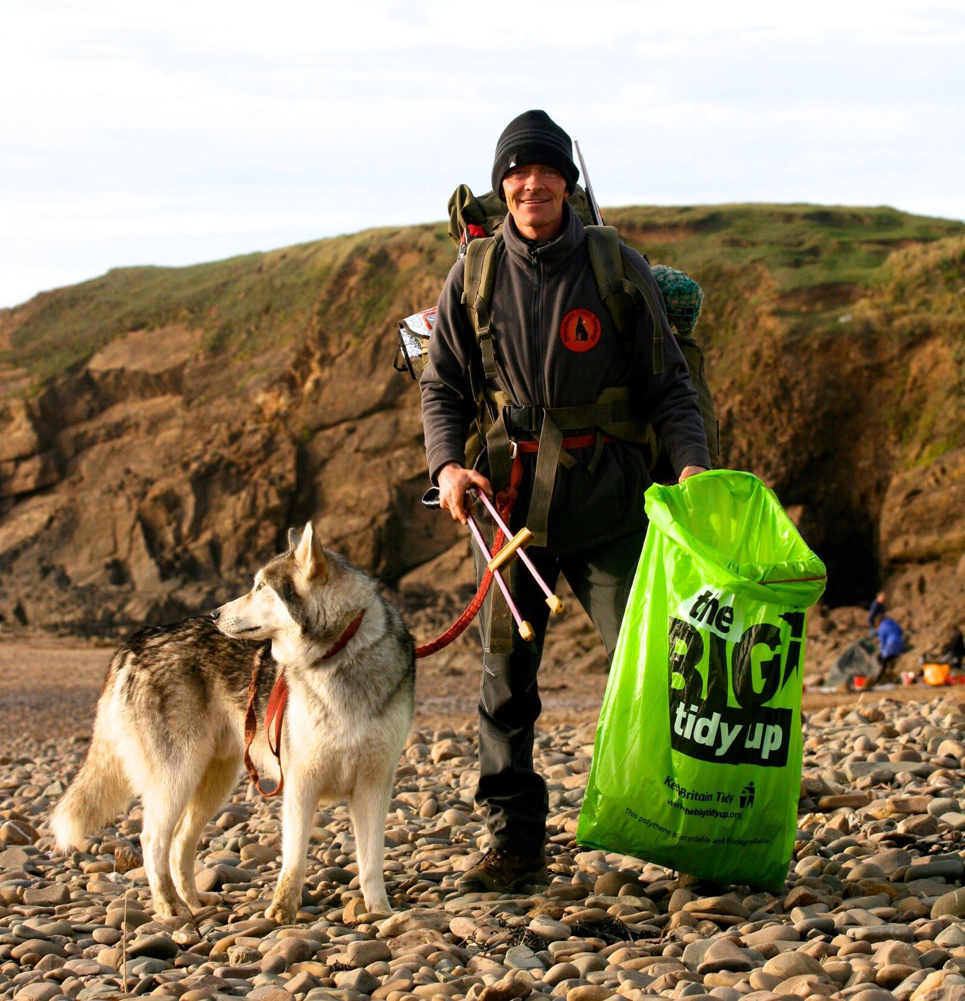 Keep Britain Tidy ambassador, Wayne Dixon and his dog, Koda, who are taking part in the Great British Spring Clean